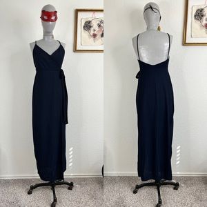 Zara V Neck Low Back Ribbed Midi Wrap Dress